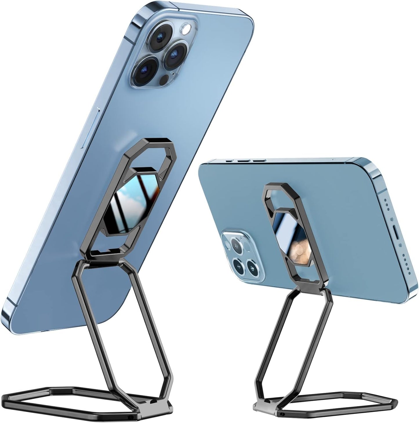 A-LuGei 𝗙𝗼𝗹𝗱𝗮𝗯𝗹𝗲 & 𝗔𝗱𝗷𝘂𝘀𝘁𝗮𝗯𝗹𝗲 Cell Phone Ring Holder Stand, Phone Kickstand for Desk, Cell Phone Holder for Hand, Ring for Back of iPhone, Metal Phone Grip for Magnetic Car Mount