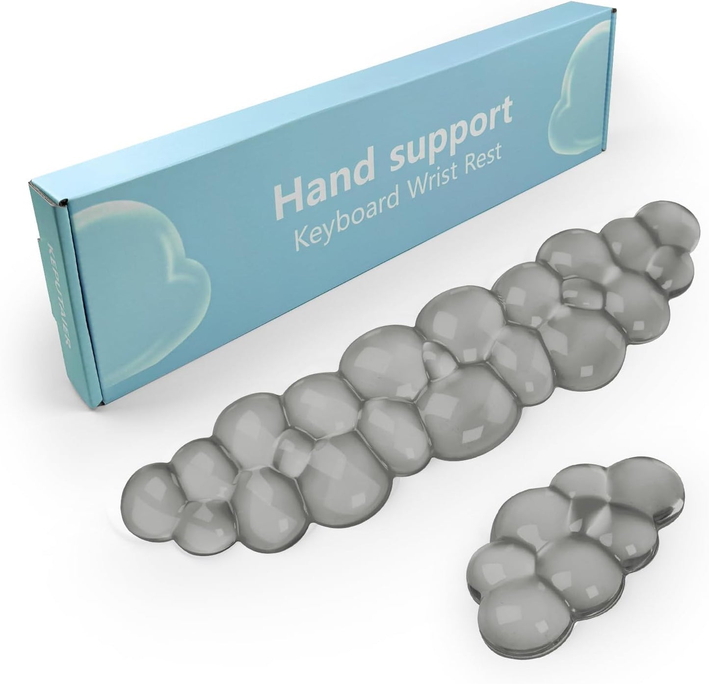 Gel Cloud Keyboard and Mouse Wrist Rest, Cute Wrist Support and Arm Support Keyboard Rest for Keyboard and Mouse Typing Pain Relief，Suitable for Office/Computer/Laptop/Gaming (Gray)