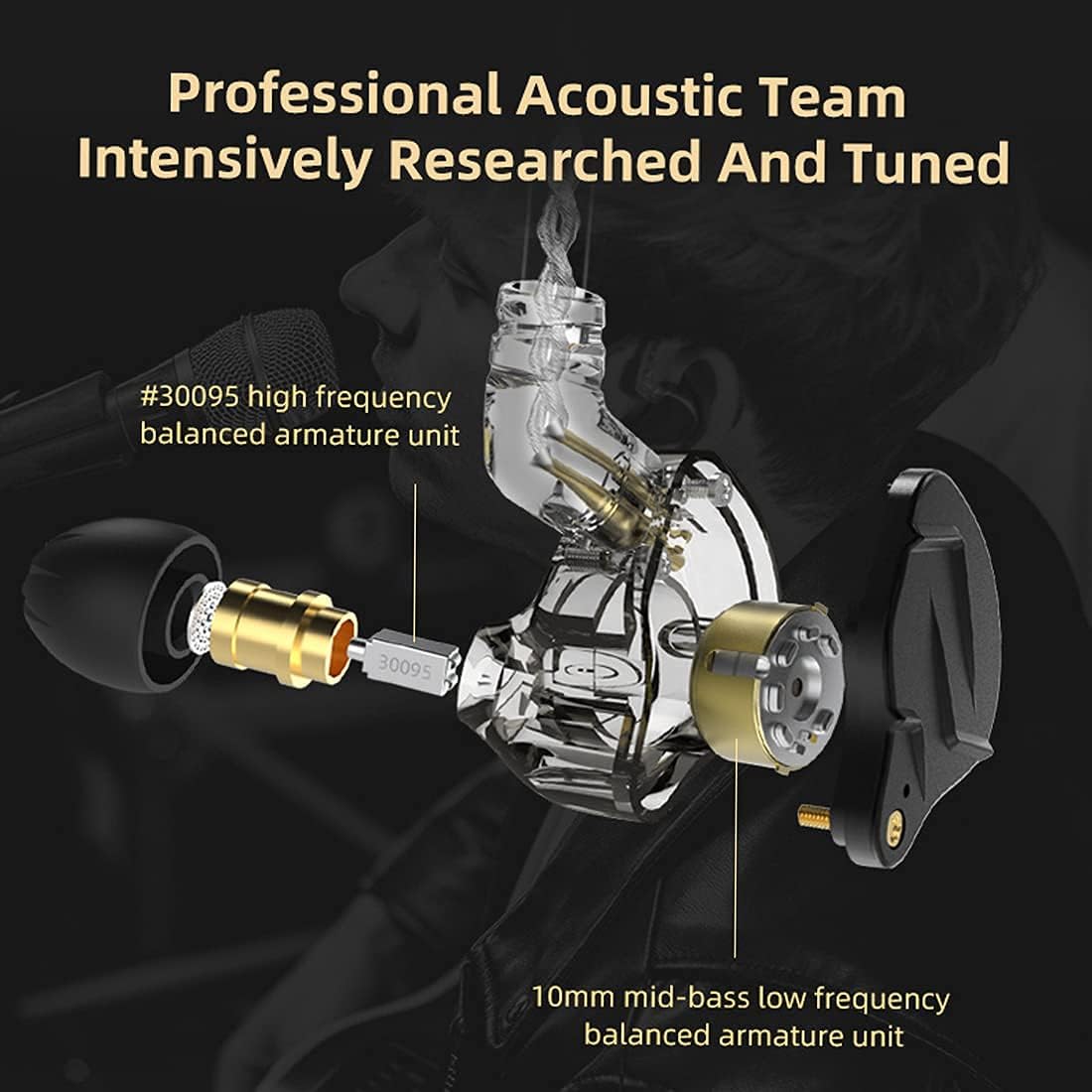 KZ ZSN Pro X in Ear Monitor Dual Driver IEM Earphone 1BA 1DD Wired Earphone HiFi Sport Gaming Earbuds Headphones Compatibility for Phone Computer Tablet