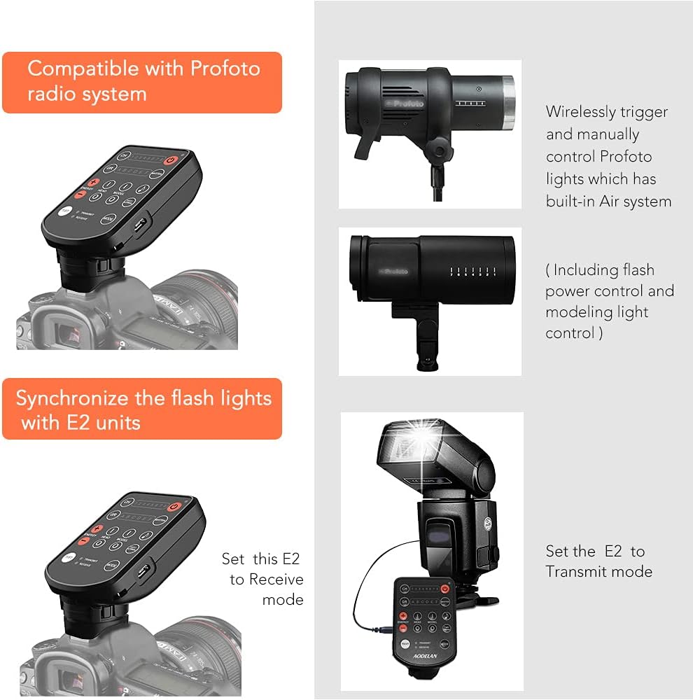 AODELAN Wireless Flash Trigger Transmitter for Profoto A1 B2 B10 D2, for Canon,for Nikon, for Panasonic, for Olympus, for Fuji, for Pentax, for Samsung for Sony Cameras;Replace Profoto Air Remote