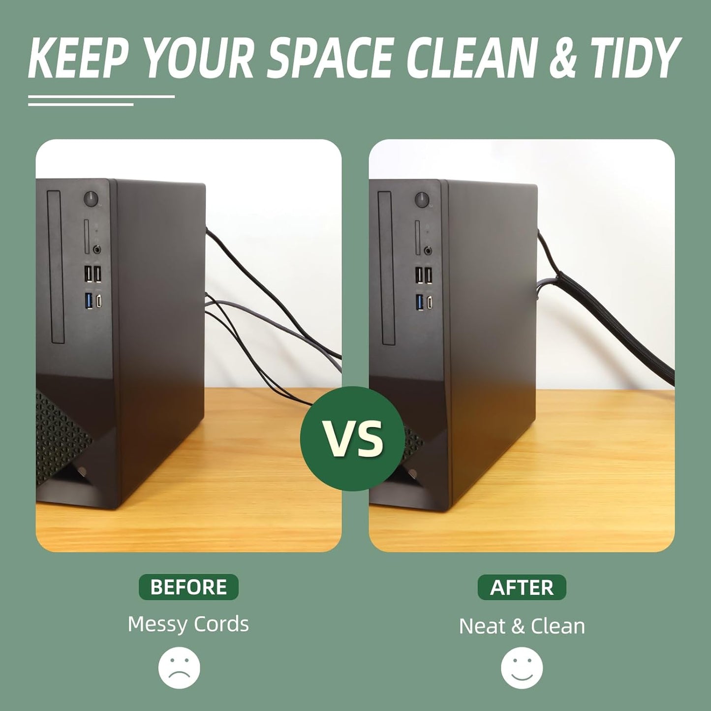 Split Wire Loom Tubing, Cable Protector Sleeve, Braided Cable Management for TV/Computer/Home Theater/Engine Bay, Cord Protectors from Pets No Chew (Black, 1"-10ft)