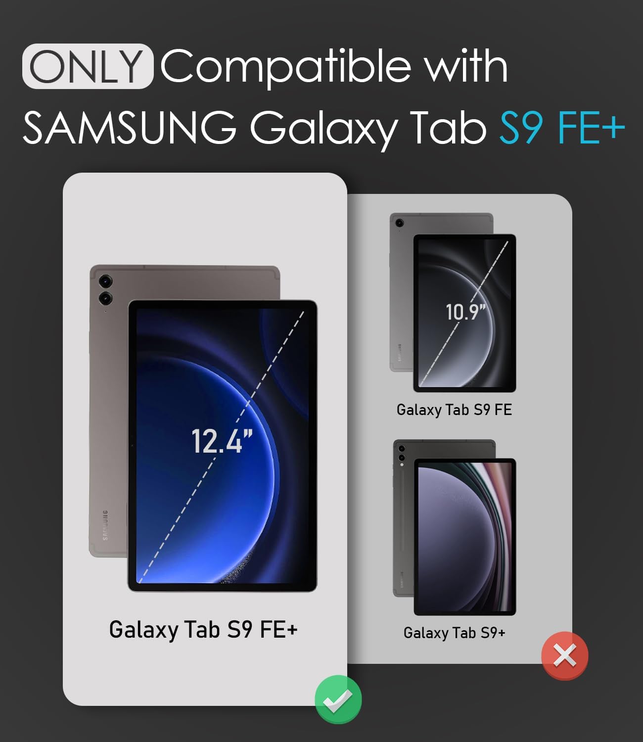 Nillkin for Samsung Galaxy Tab S9 FE Plus Case with Detachable Keyboard, Multi-Touch Trackpad, 7-Color Backlit, S Pen Holder, Rugged Keyboard Case with Camera Cover for Samsung Tablet S9 FE+ 12.4"