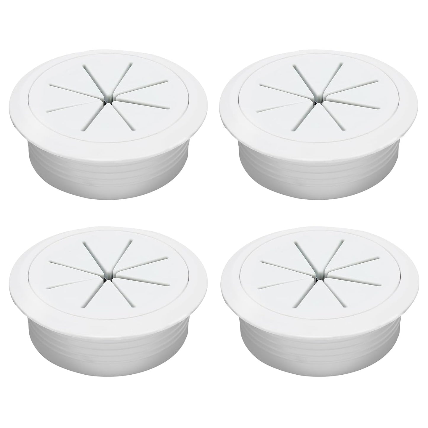 Desk Grommet 2-1/16" (53 mm), Desk Hole Cover for Cables White, Cable Grommet ABS Plastic, Desk Hole Grommet for Office and Home Table Cable, Detachable & Flexible Cable Cord Organizer-4 Pcs