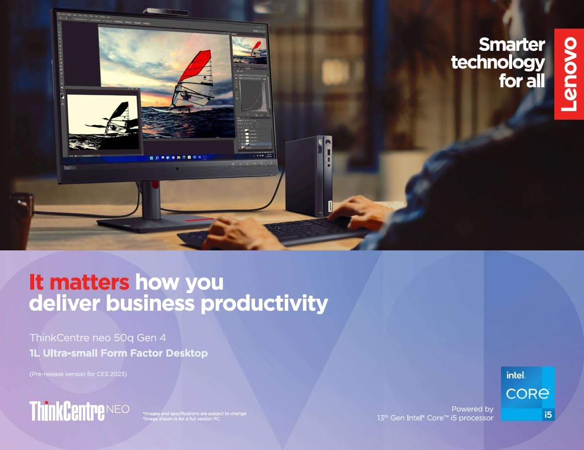 Lenovo ThinkCentre 50q Gen 4 Business Mini Desktop, 13th Gen Intel Core i5-13420H, 32GB RAM, 1TB SSD, Display Port, Wired Keyboard & Mouse, Wi-Fi 6, Windows 11 Pro, Black