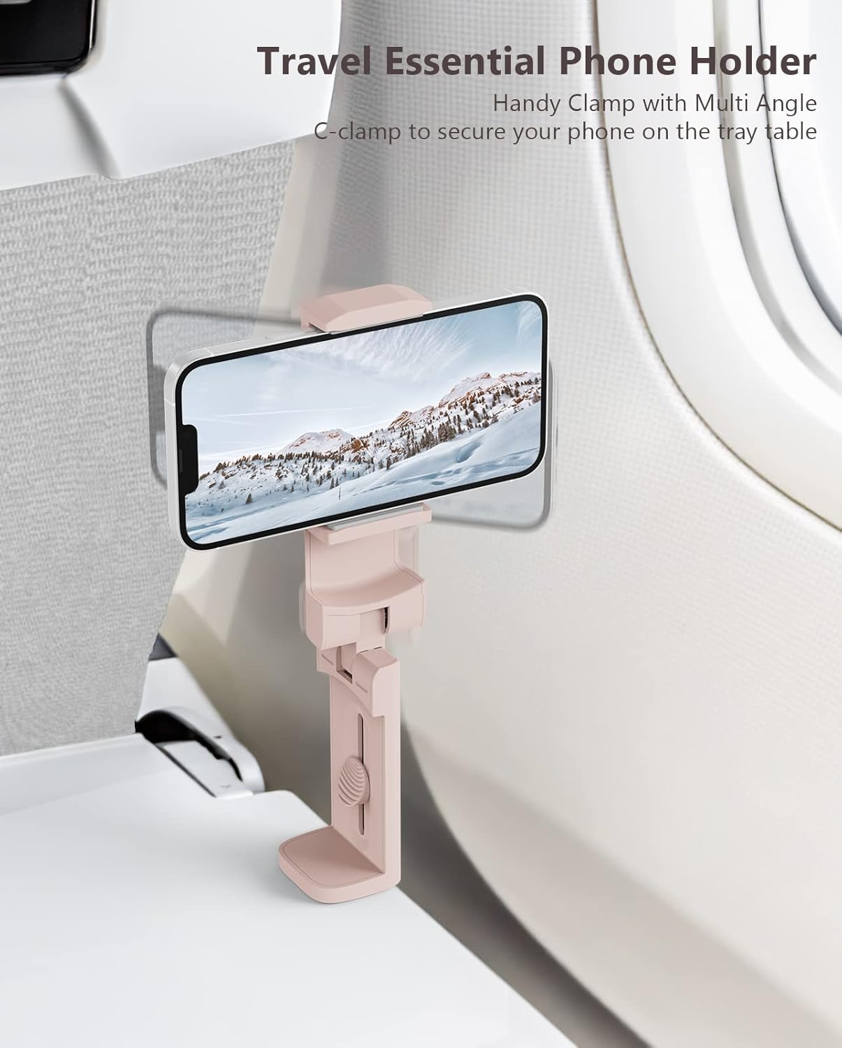 MiiKARE Compact Mobile Phone Holder, Adjustable Clamp Holder, Aeroplane Holder, Portable Mobile Phone Stand, Smartphone Holder Compatible with i'Phone13/12 Pro Android, for Plane, Kitchen, Office