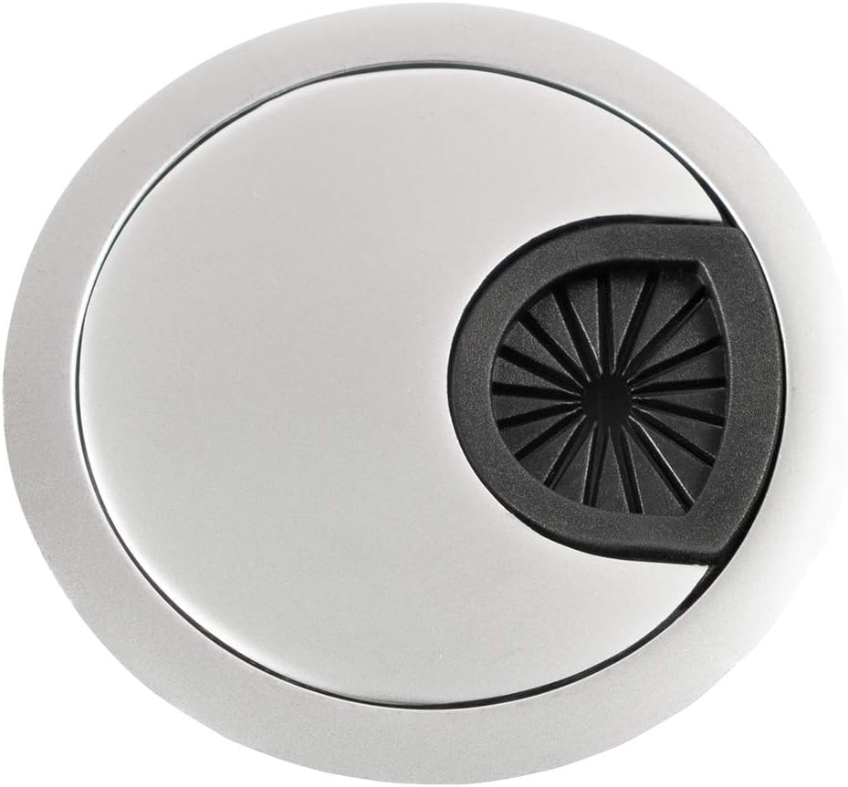 Desk Grommet for Wire Organizer,PC Computer Desk Plastic Grommet Cord, Tidy Cable Hole Cover Organizers,2 Pack (53mm, Silver)