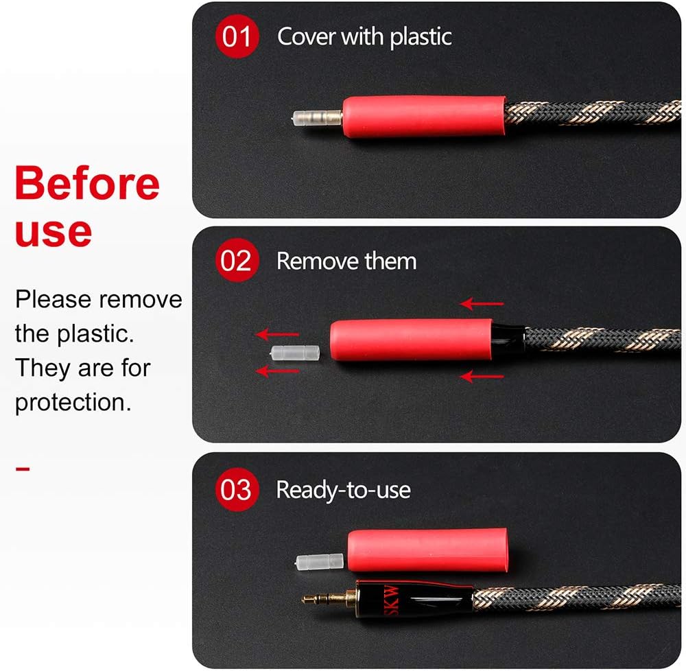 SKW Audiophiles High Gauge AUX Cable 3.5mm Male to Male Jack Cable with Diameter 6.8mm Stereo Audio Cable 6.5ft(2m)