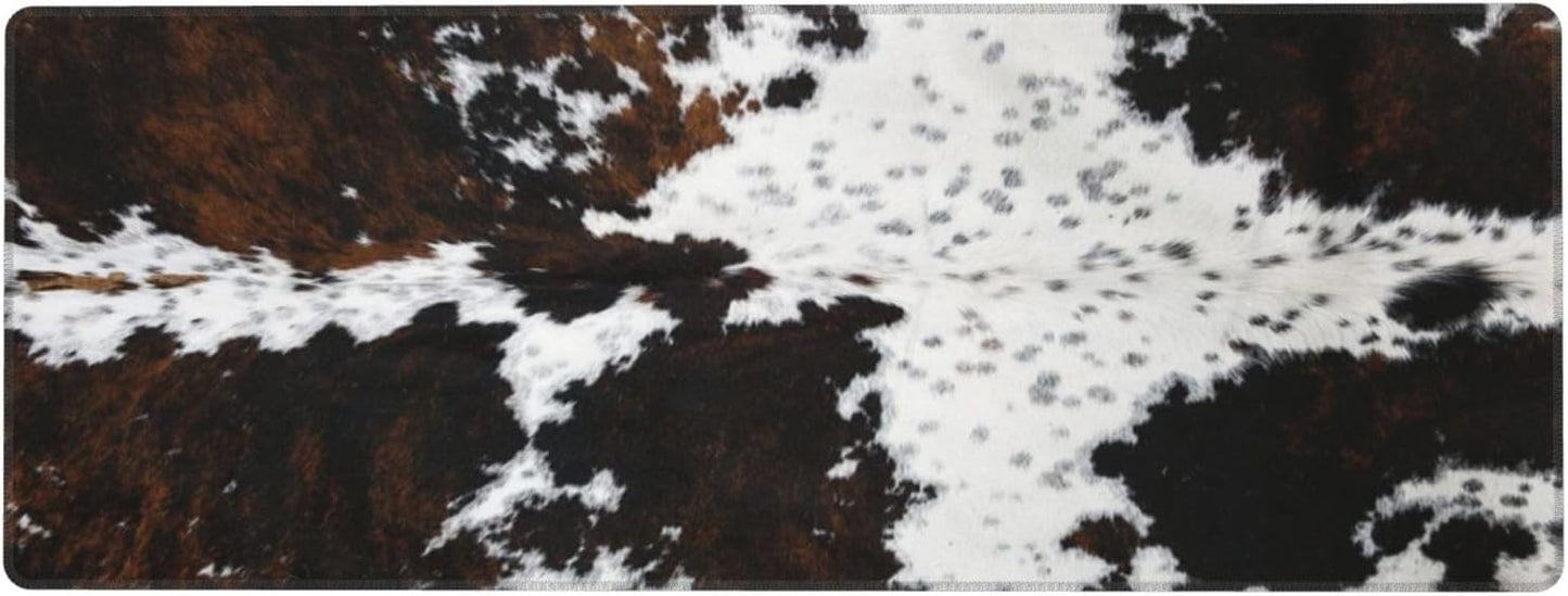 Mouse Pads Western Highland Cowhide Ranch Style Large Mouse Pad, Gaming Mousepad, Keyboard and Mouse Pad with Stitched Edges,PC Desk Mat for Game,Work,Office(31.5"*11.8")