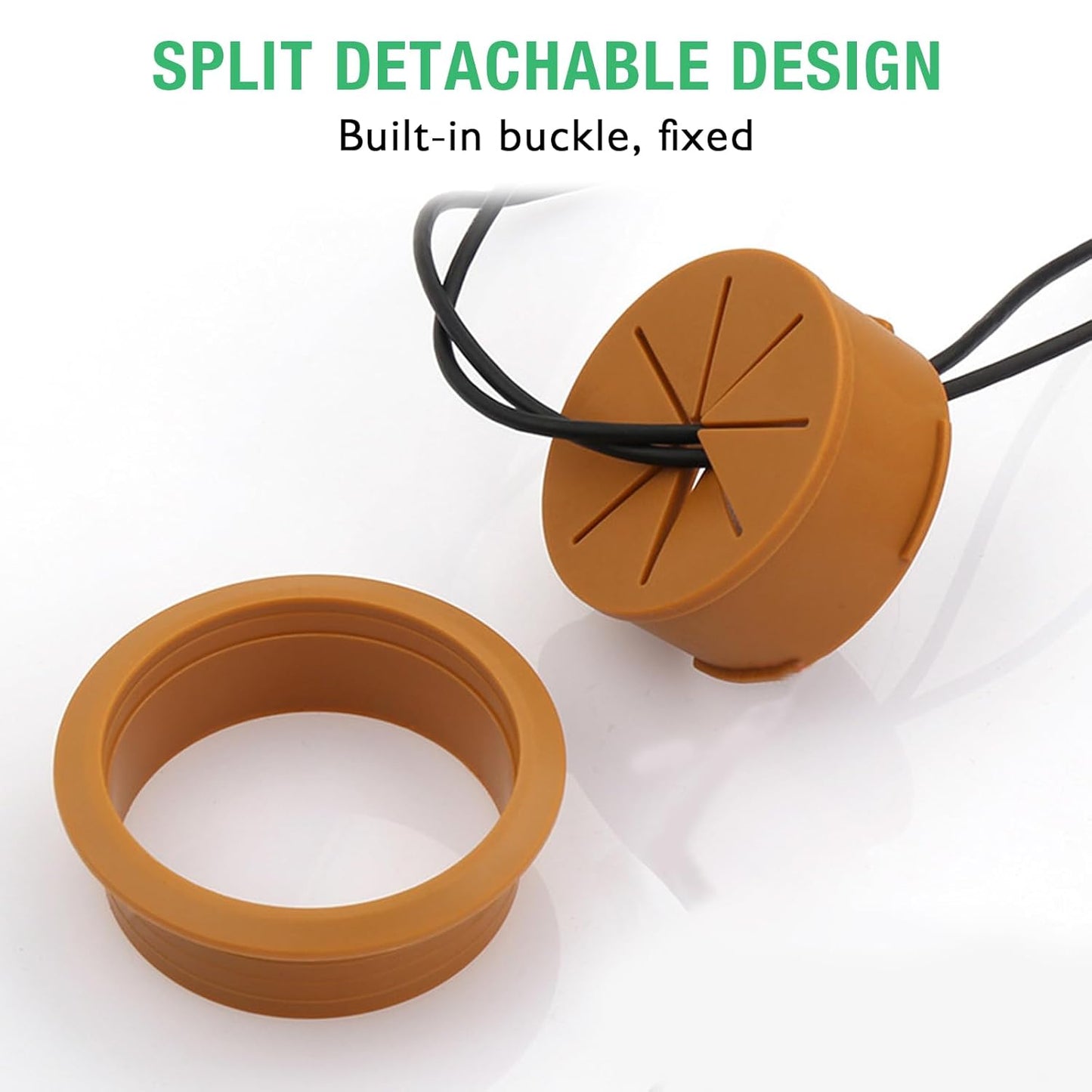 2 Pcs Desk Grommet 2" / 50 mm, Desk Hole Cover for Cables Black, Cable Grommet ABS Plastic, Desk Hole Grommet for Home & Office Pc, Detachable Cable Cord Organizer