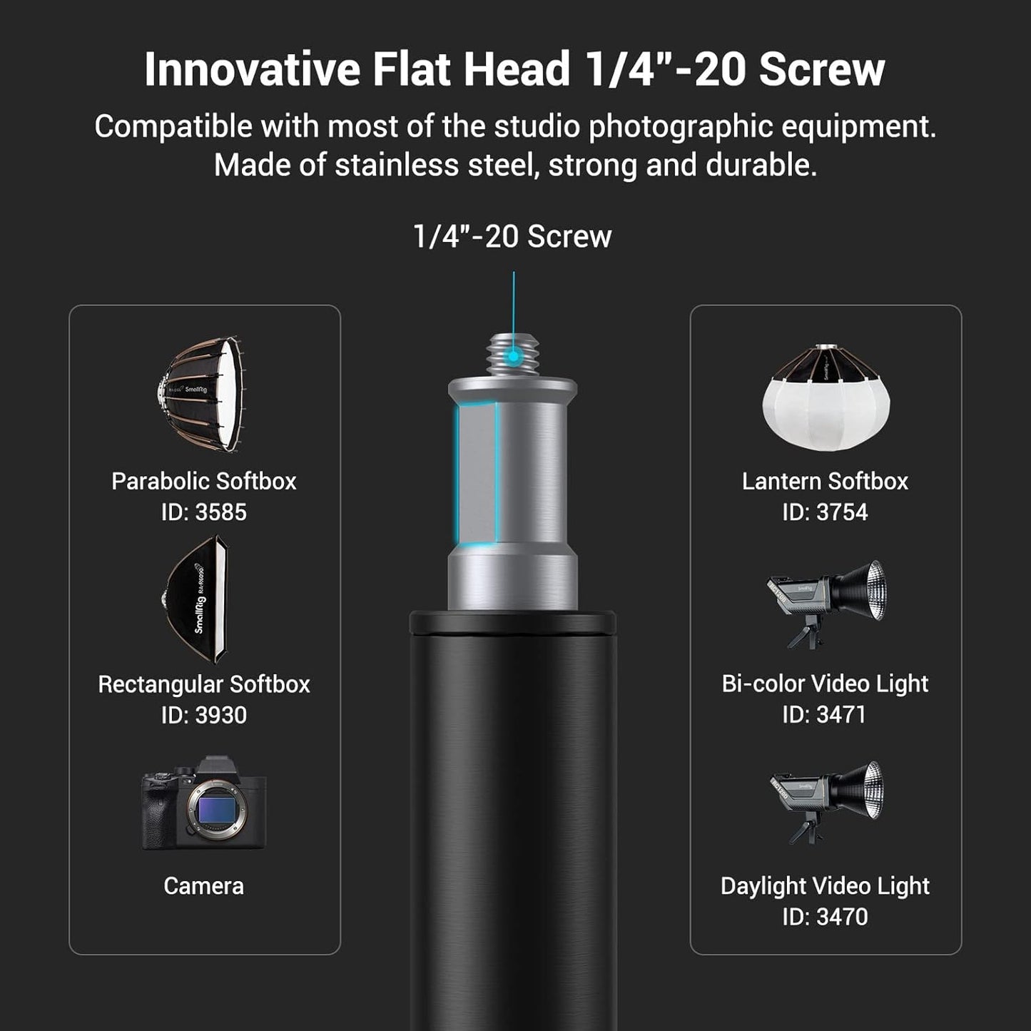 SmallRig Aluminum Light Stand 110"/9.2ft/280cm, Adjustable Photography Air-Cushioned Tripod Stand with 1/4" Screw for Softbox, Studio Light, Flash, Umbrella, Ring Light, Max Load 5kg, RA-S280A