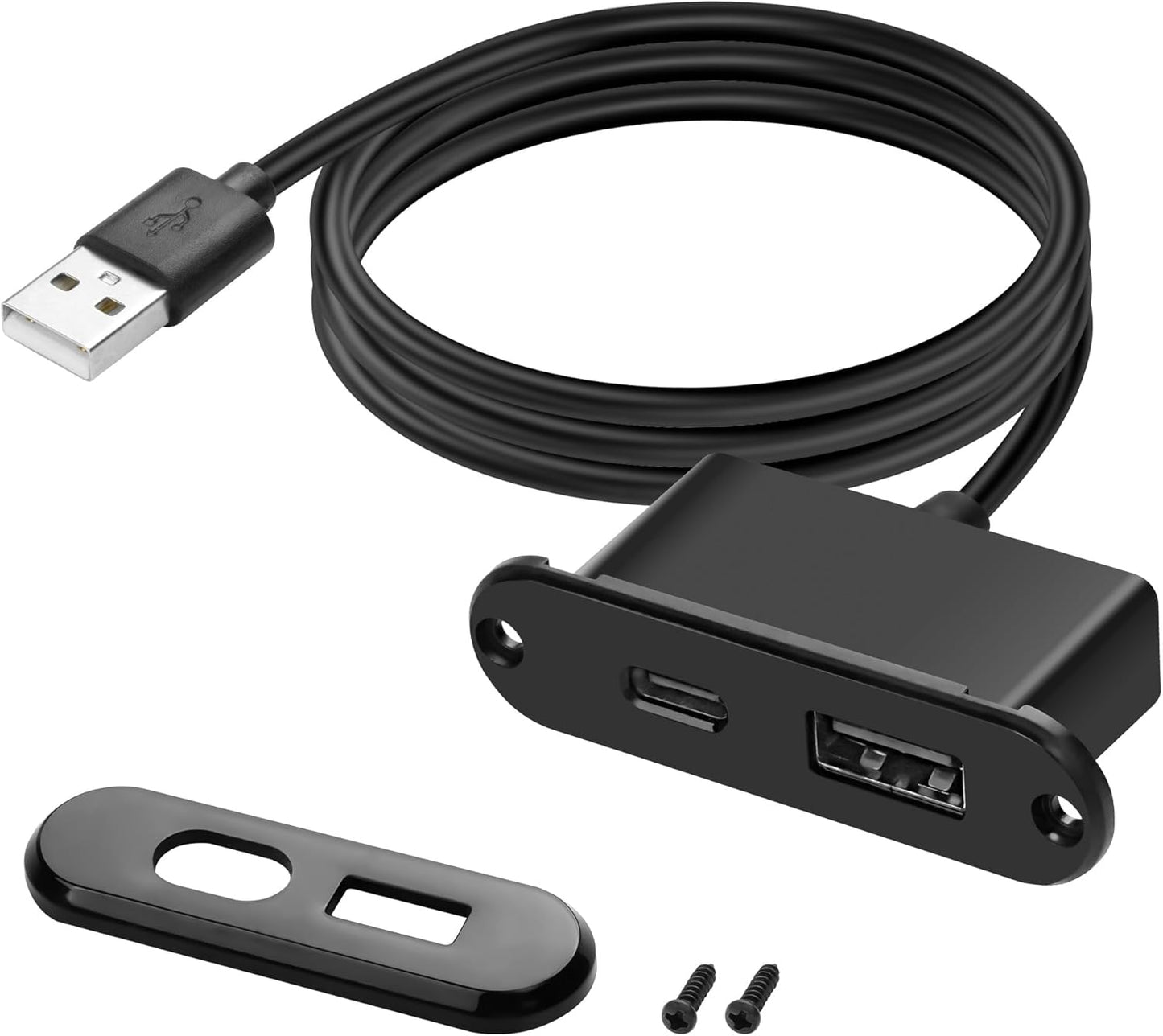 XMSJSIY USB USB C Desk Power Grommet Outlet 5V/2A USB/Type-C Embedded Charging Port Phone Desktop Charger Scoket Station for Sofa Table Bedside Workbench Office,Home-1.2M/3.9FT