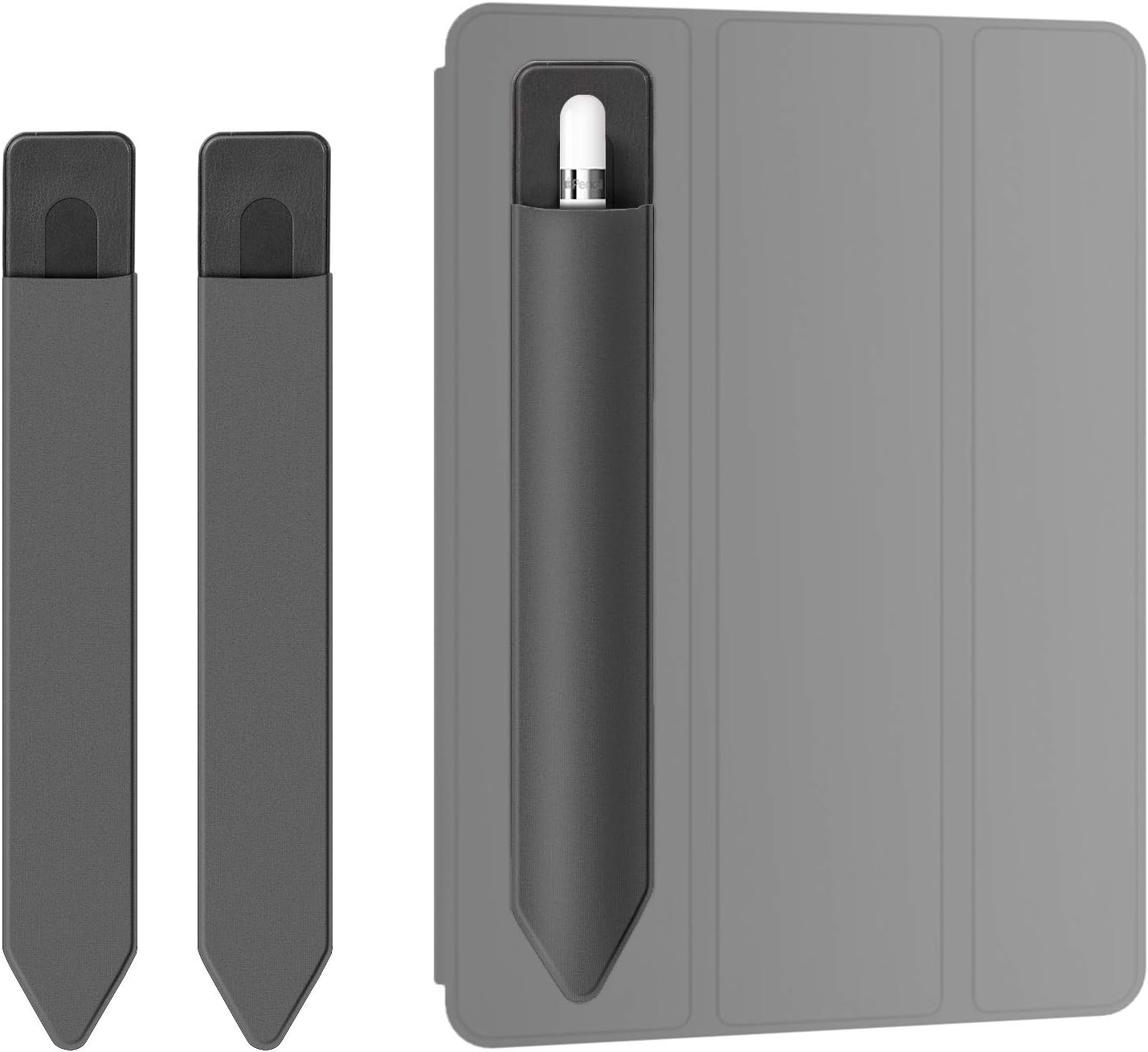 Doormoon Pencil Holder for iPad 2020/ Air/ 9.7 / Pro 10.5/12.9, Detachable Elastic Apple Pencil 5th Gen Leather Sleeve Pocket Pouch, Grey