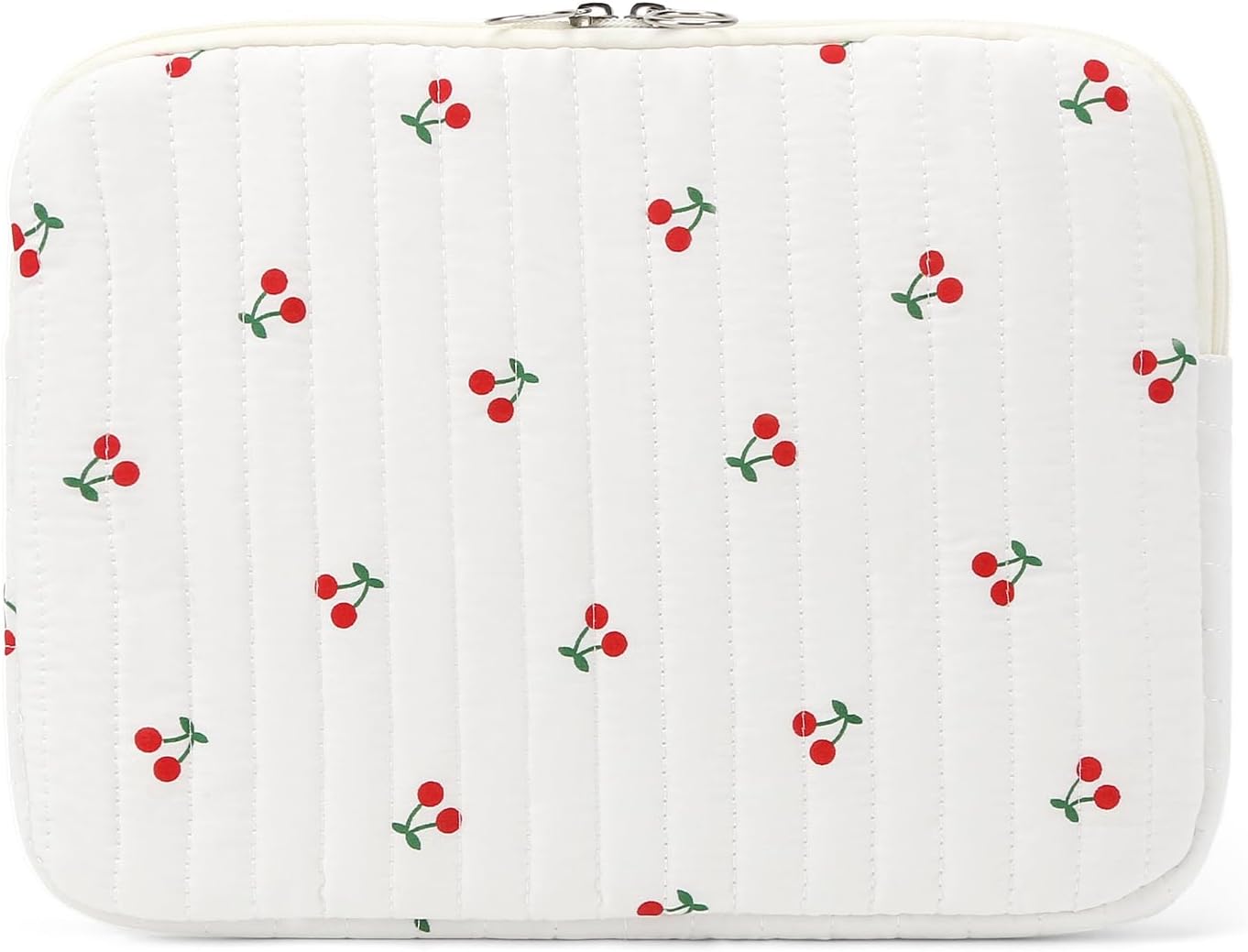 Puffy Laptop Sleeve 13-15.6 Inch Cute Quilted Laptop Protective Case Padded Floral Computer Sleeve for MacBook (B-Cherry, 11 Inch)