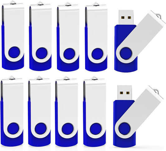KOOTION 10 Pack 4 GB USB Flash Drive 4gb Flash Drives Keychain Thumb Drive Swivel Memory Stick Blue