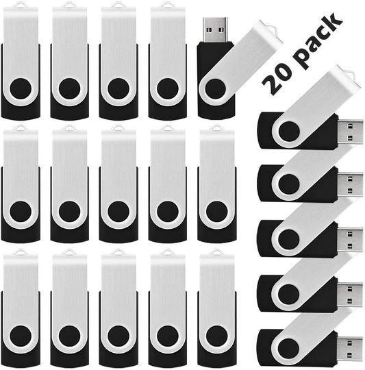 KOOTION 20pcs 32 GB USB Flash Drive 32gb Flash Drives Thumb Drive Memory Stick Swivel Pen Drive, Black