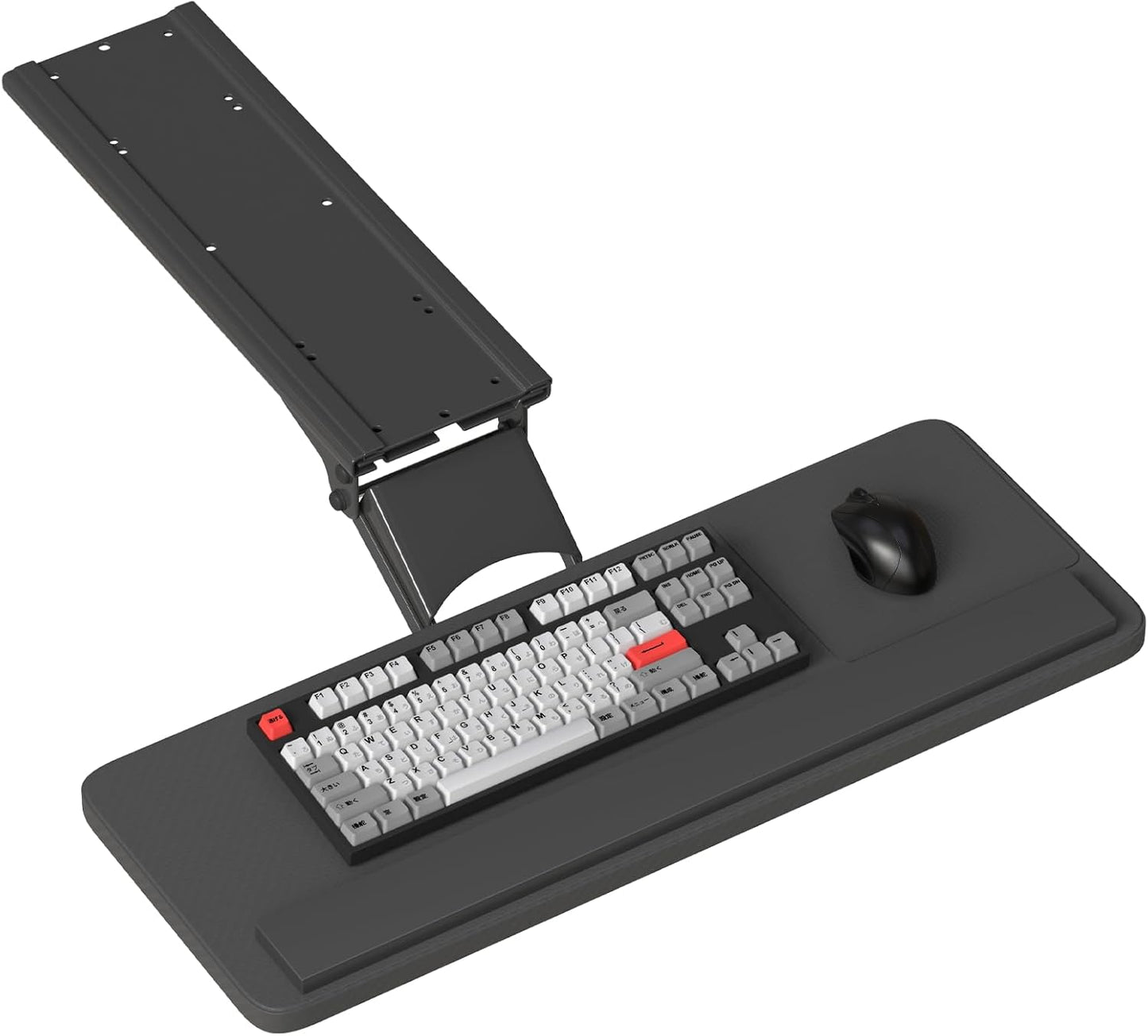 yeshine Under Desk Keyboard Tray Slide Out, Height Adjustable Computer Keyboard & Mouse Platform Tray, 360° Swivel & 30° Tilt Up and Down, Ergonomic Keyboard Tray Under Desk Slide, Black, 25"W x 9.8"D