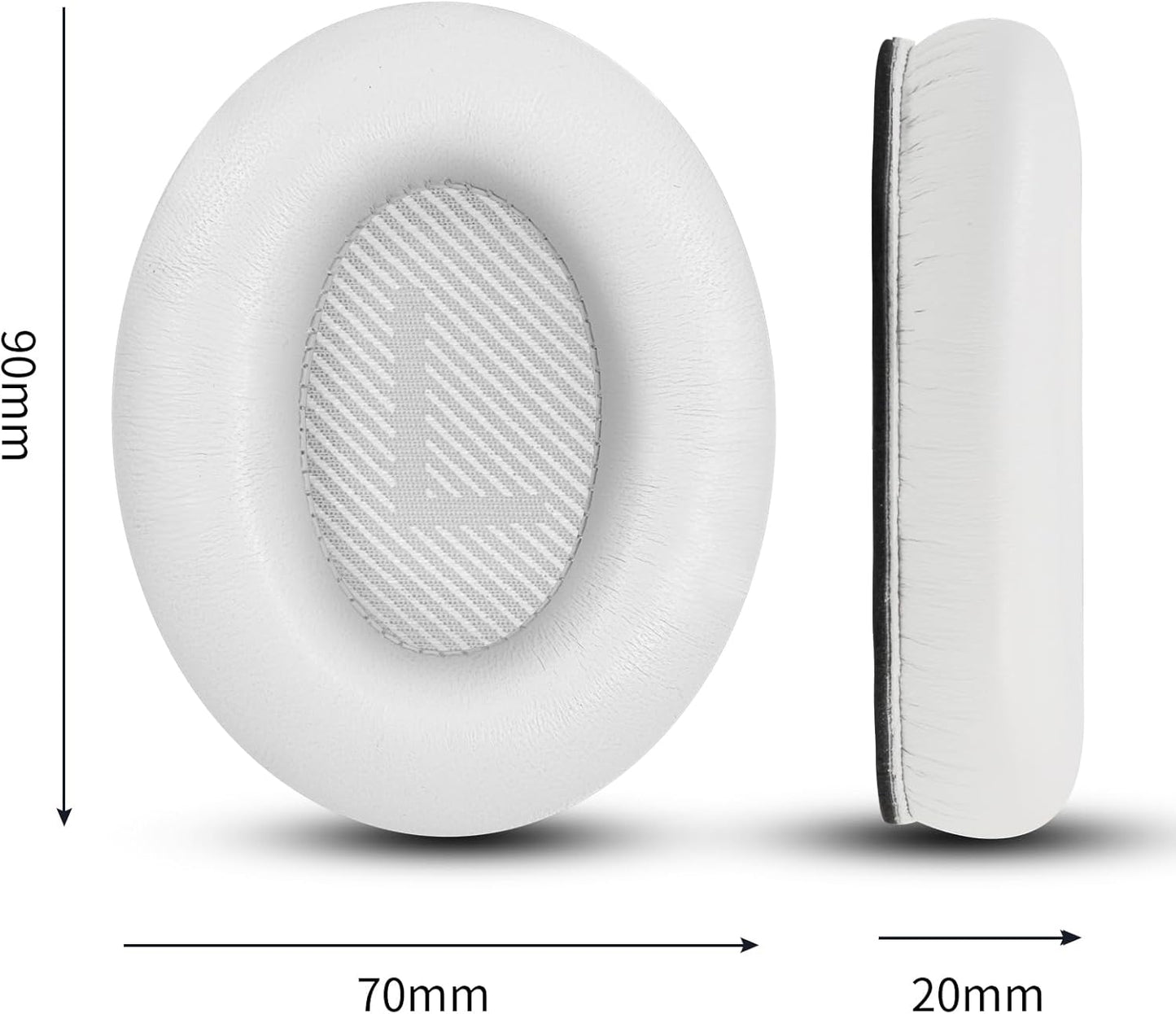 Headphones Replacement Ear Pads, Sheepskin Ear Cushions for Bose QuietComfort 35 (QC35) Improved Durability, Ear Pads Cushions with High-Density Foam, Thickness and Sound Isolation - White