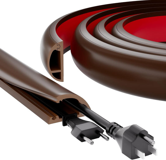 9.8ft Floor Cord Cover, Silicone Wire Hider, Hide Extension Cords, Protect Cords, Prevent Cable Trips, Heavy-Duty Adhesive-Backed Anti-Trip Cable Protector for Floor, Desk & Wall