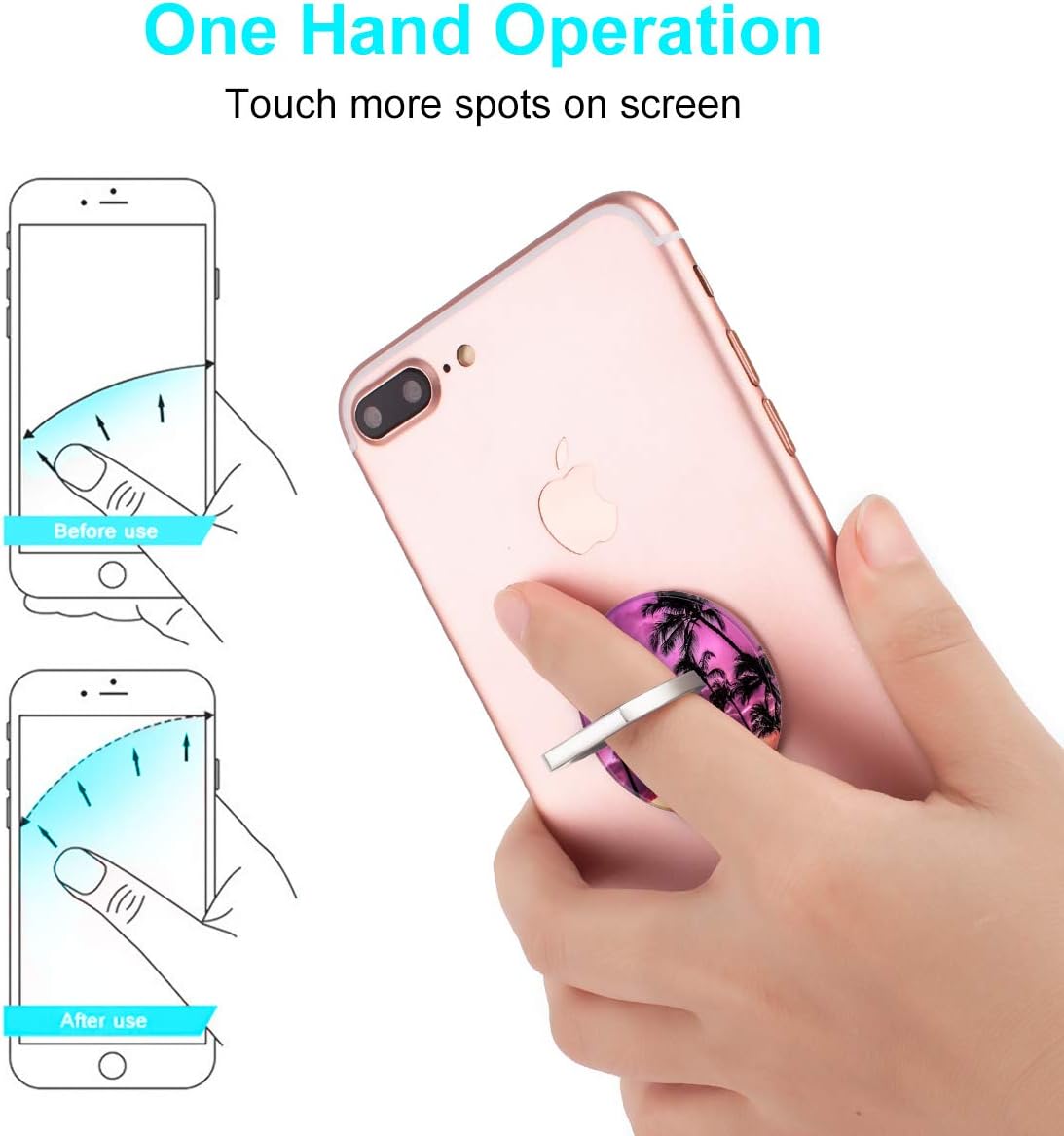 Bonoma Cell Phone Ring Holder Stand, 3 Pack Sunset Beach Palm Tree 360 Rotation Universal Smartphone Ring Grip Stand Compatible with Smartphones and Tablets