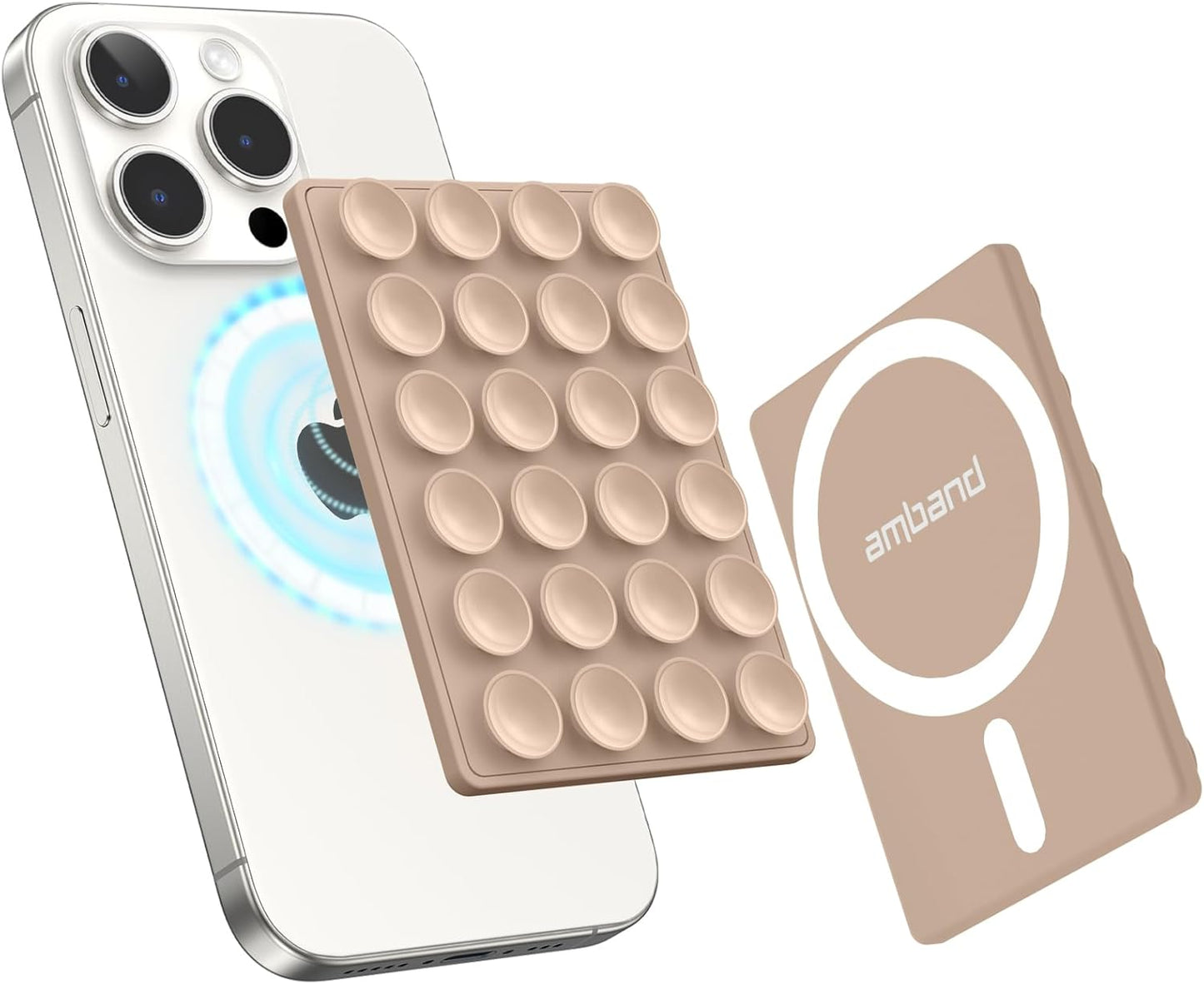 amBand Magnetic Suction Phone Mount Trendy Stocking Stuffers for Men Women Dad Mom Adults, Removable Brown Octo Cup Buddy Sticky Holder for Hands-Free Selfie/Video, Milk Tea