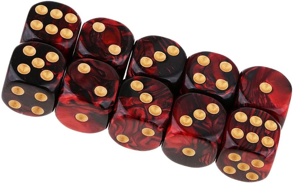 20PCS Polyhedral Dice D6 Dice 16mm Acrylic 6 Sided Dice Game Dice for RPG MTG DND Dice Table Games (Blue Black and Red Black)