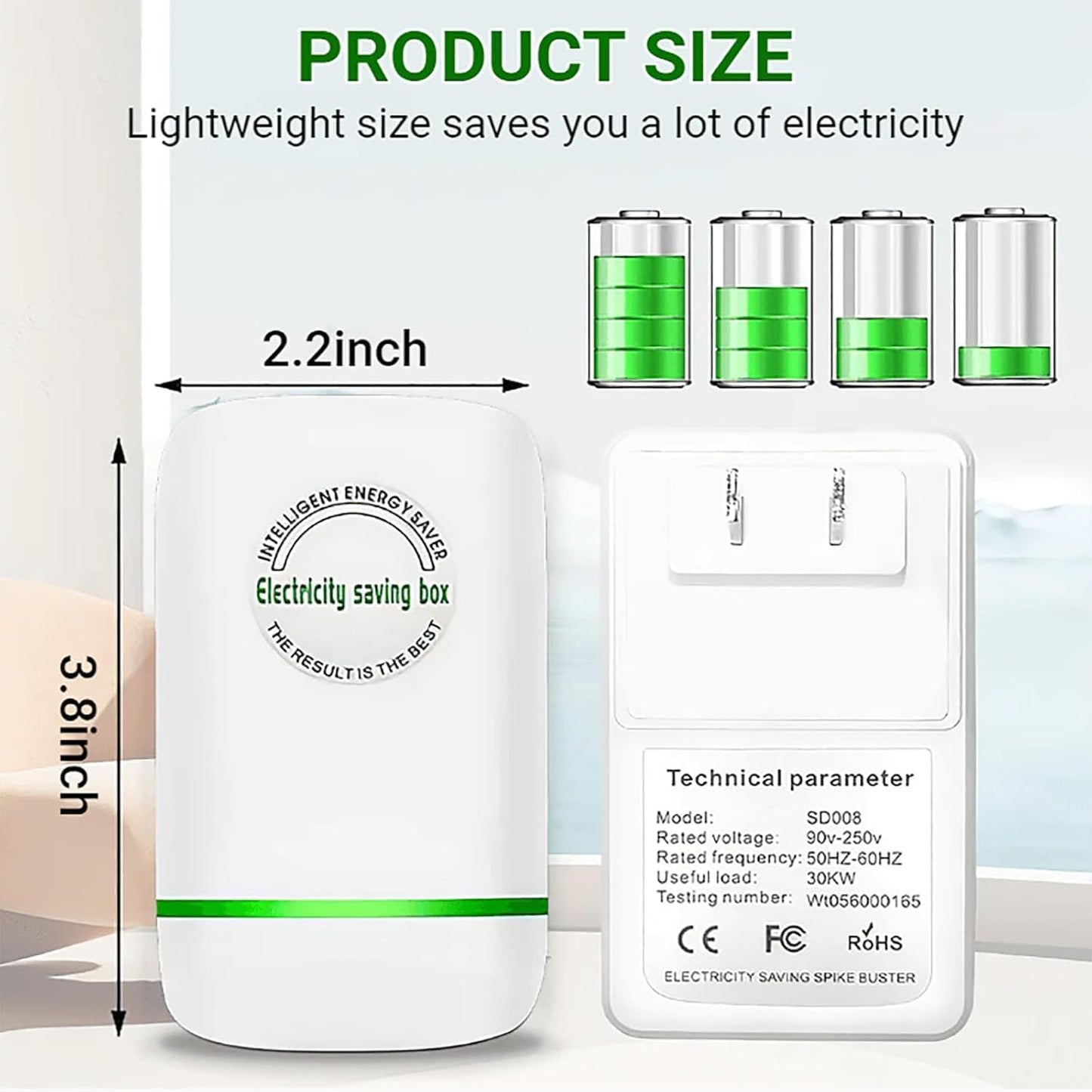 Elon-musk's Electricity Saving Box Stop Watt Stopwatt Energy Saving Device Save Energy Saving Device Energy Saving Power Strip for Home Office US Plug 90v-250v 30kw Rated Green (5PCS White)