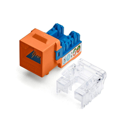 trueCABLE Cat6 Keystone Jack, Unshielded (UTP), 90 Degree Punch-Down, PoE++ (4PPoE) 100W, UL Listed, ETL Verified, ANSI/TIA Certified, Modular RJ45 Female, Orange, 12 Pack