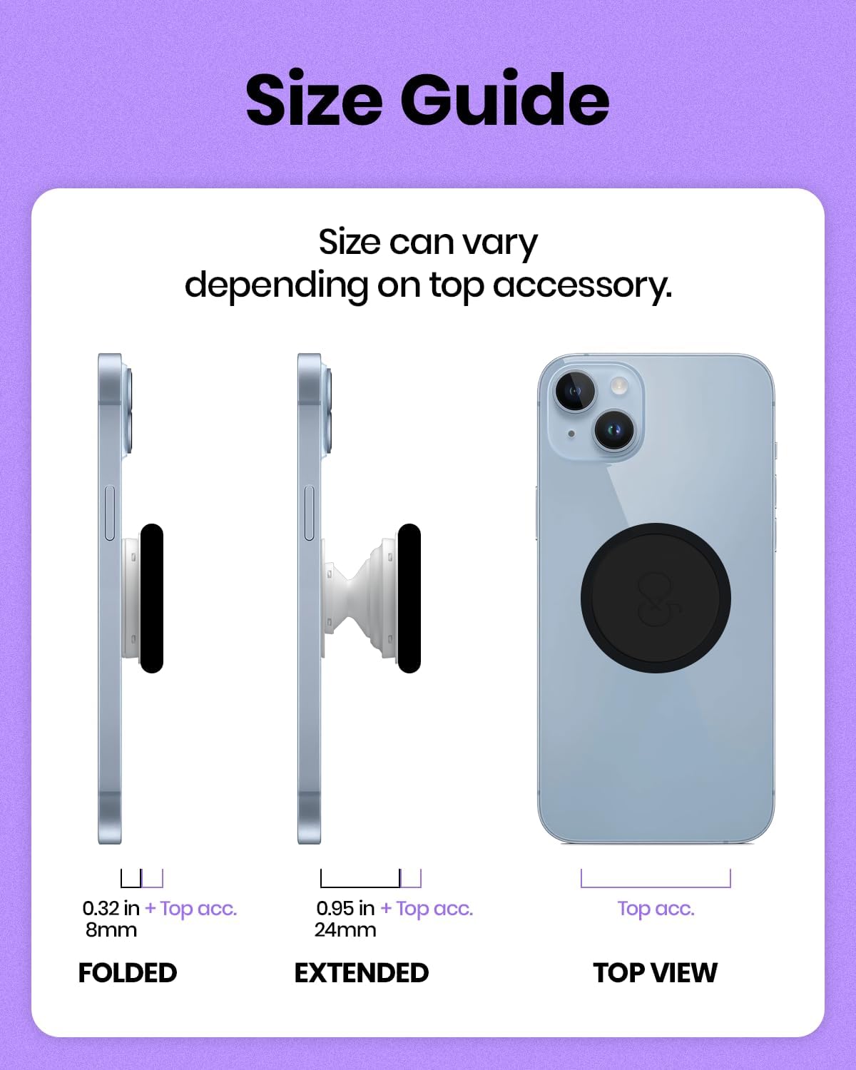 Solid Color Button Phone Grip – Minimalist Design, Durable and Lightweight, Grip and Stand for Smartphones (White, Adhesive Type)