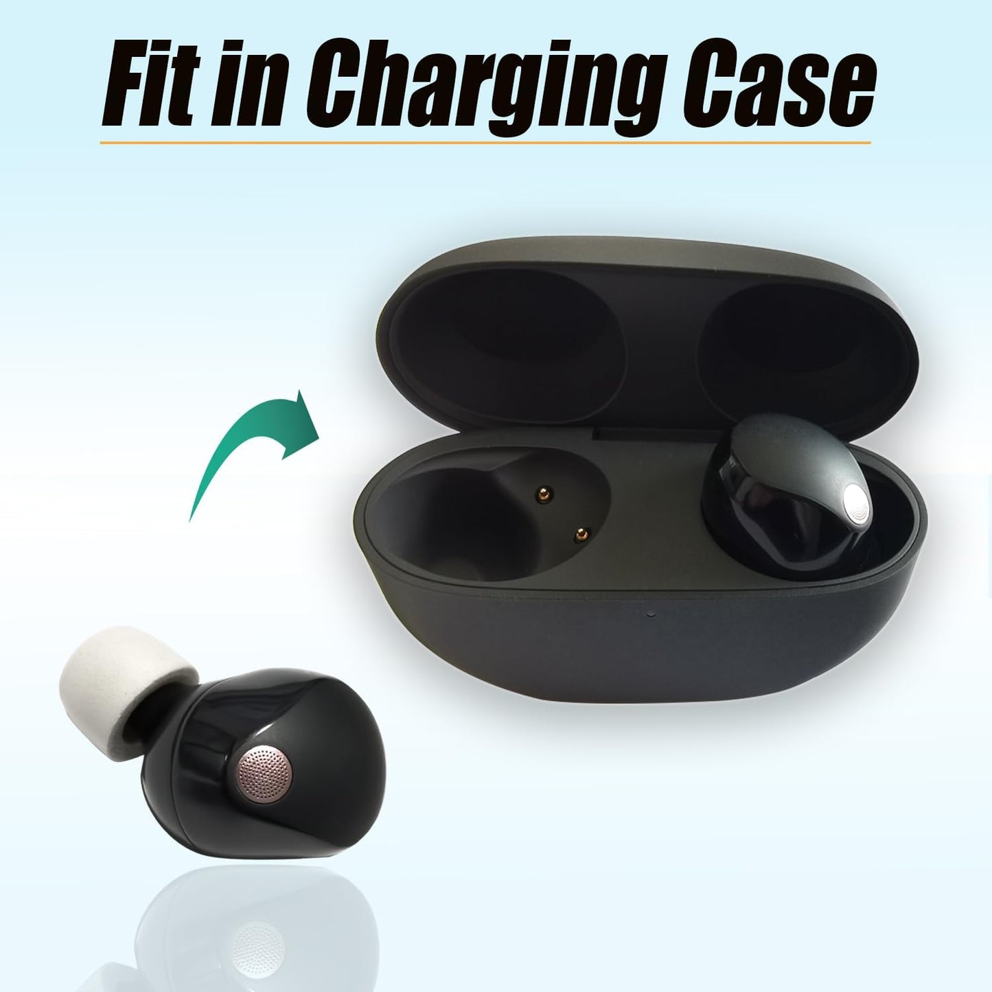 Memory Foam Earbuds Tips for Sony WF-1000XM5, 3 Pairs Extra Small, Gray