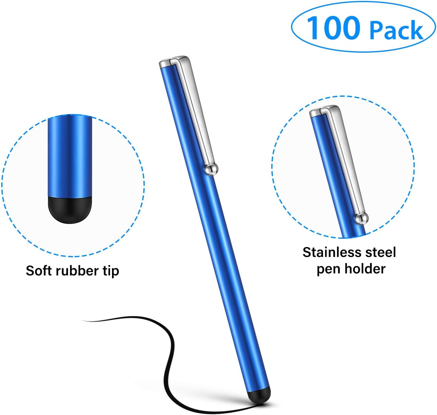 Outus 100 Pieces Stylus Pen Slim Touch Screen Stylus Universal Capacitive Digital Pen Compatible with iPad, iPhone, Samsung, Tablet, Most Devices with Capacitive Touch Screen, 10 Colors