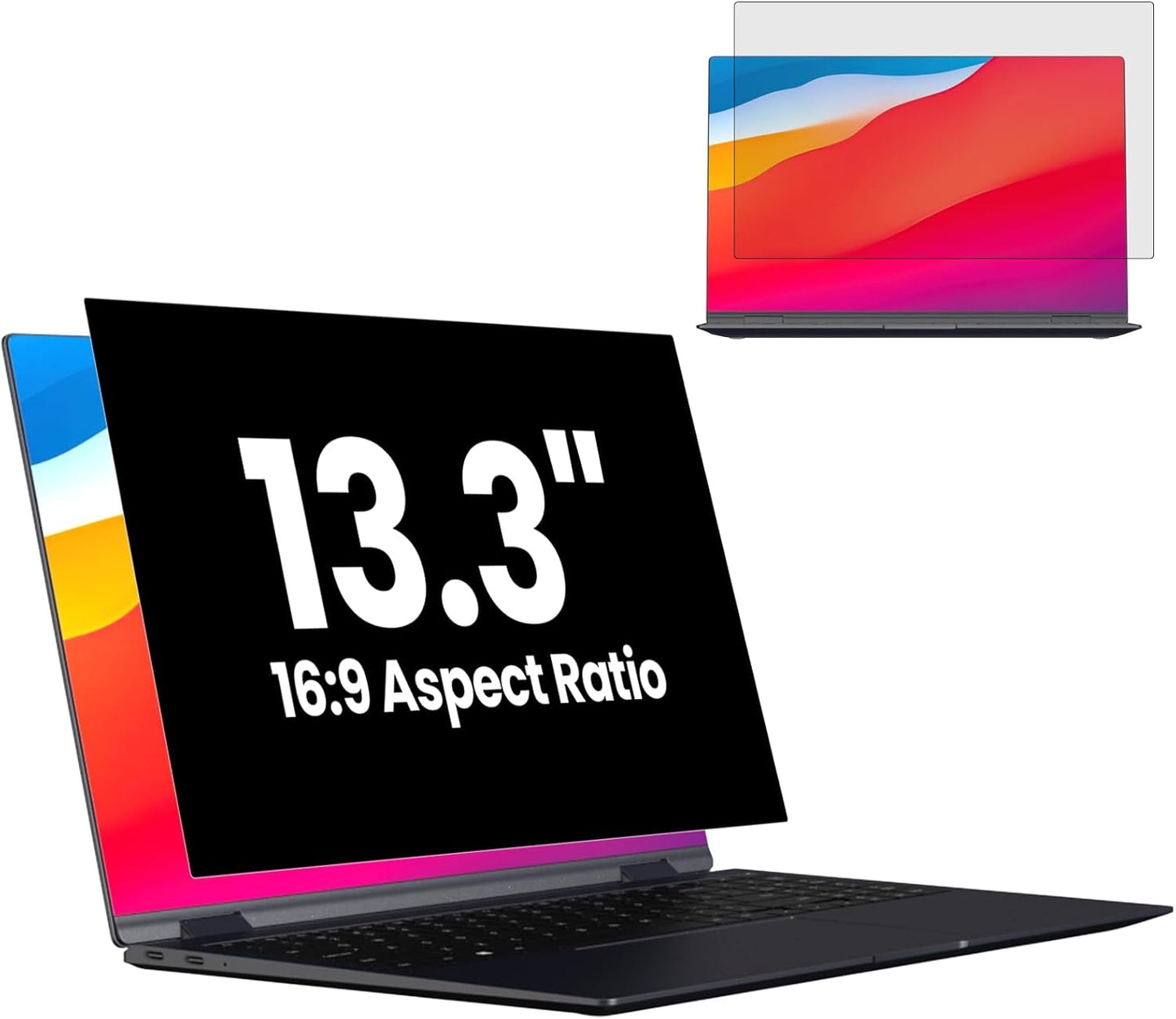 HD Laptop Privacy Screen 13.3 inch, Upgraded Laptop Privacy Screen for 16:9 Widescreen Removable Anti Glare Screen Cover and Blue Light UV-Blocking Filter