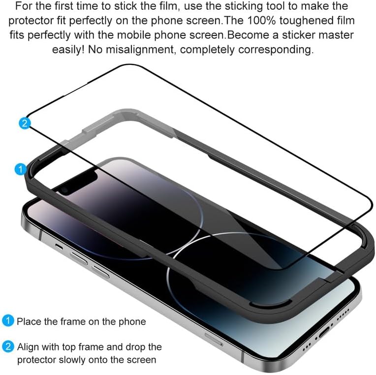 iPhone 14/13/13 Pro Screen Protector Tempered Glass and Installation Tool Compatible with Apple 2022 (2 Pack)