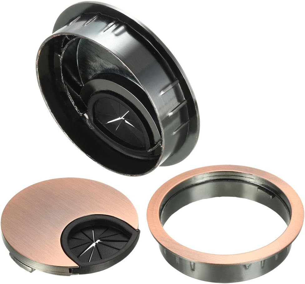 uxcell Cable Hole Cover, 2.1Inch/53mm Zinc Alloy Desk Wire Cord Cable Grommets Hole Cover for Office PC Desk Cable Cord Organizer, 4 Pcs Red Bronze