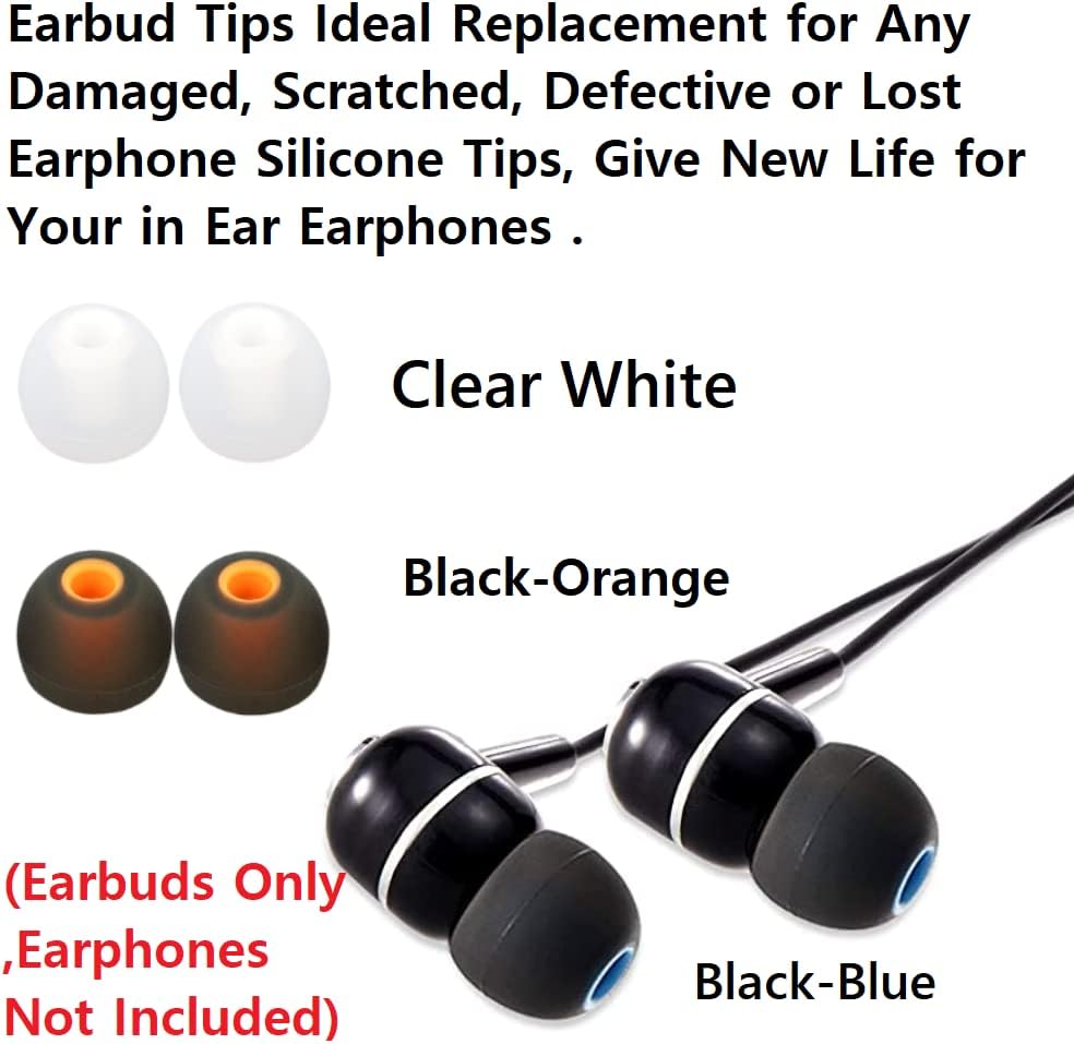 Earbuds Replacement Tips Silicone Earbud Tips Ear Gels Fit for Inner Hole from 3.8mm - 5.1mm Earphones 9 Pairs S/M/L