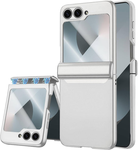 STORMTAL for Samsung Galaxy Z Flip 6 Case/Z Flip 7 FE Case, Hinge Protection, Built-in Screen Protector, Wireless Charging, Slim Rugged Phone Protective Case for Galaxy Z Flip 6 Silver