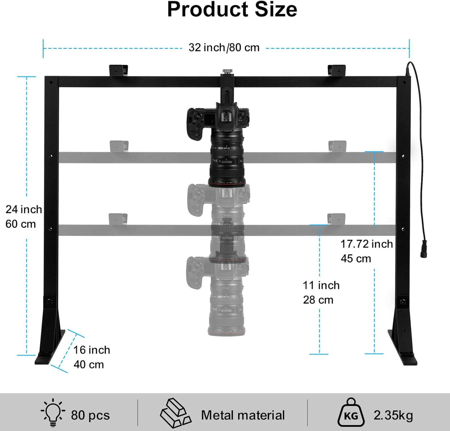 Overhead Camera Desk Mount Rig with 5600K Continuous LED Lighting - Top-Down Shooting Stand for Product Photography, Live Streaming - Universal Fit for DSLR, Mirrorless Cameras & Smartphones