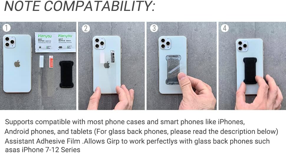 Universal Phone Grip for Smartphones - Phone Holder for Hand for Back of Phone - Wireless Charging Compatible - 2Pack(Black Green)