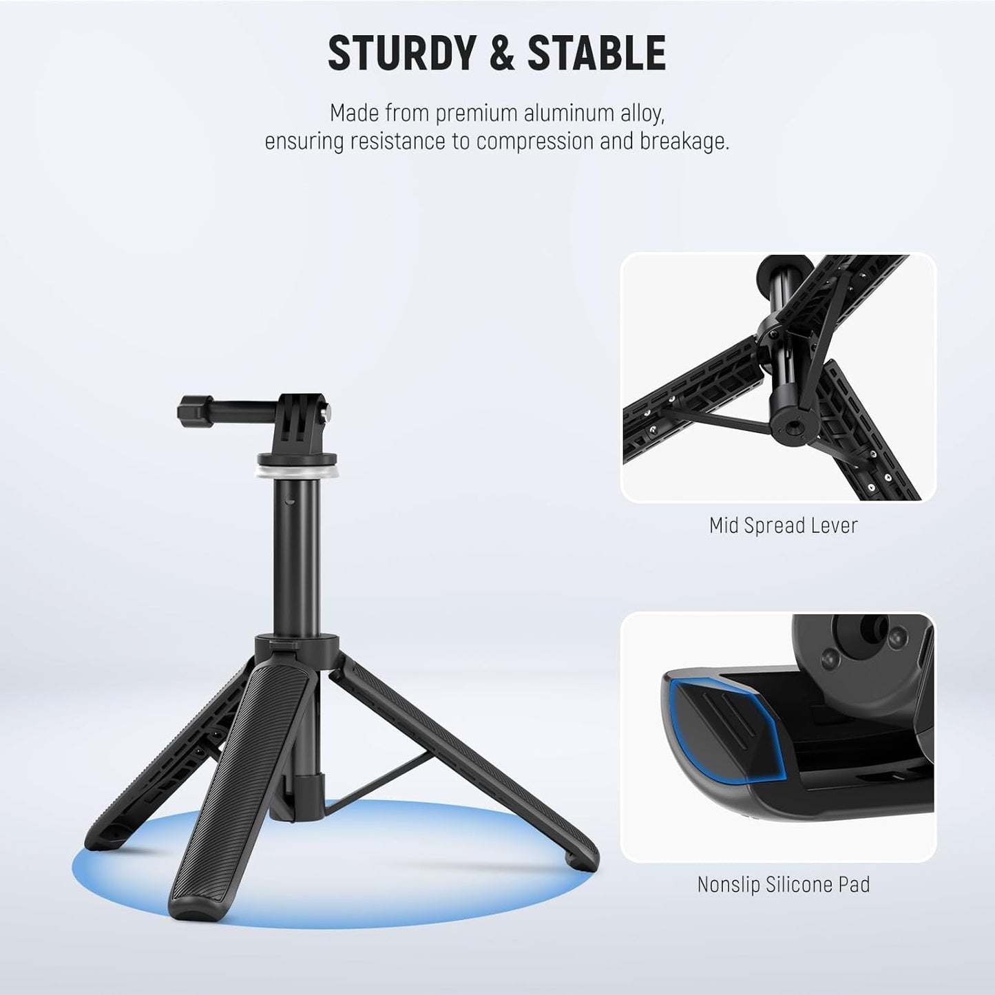 NEEWER Basic Selfie Stick Tripod for DSLR Action Camera Webcam, Mini Vlogging Video Desk Stand Accessories Compatible with GoPro Hero 13 12 Insta360 DJI Osmo Action 5 Pro AKASO EK7000 Brave 4 7, TP46