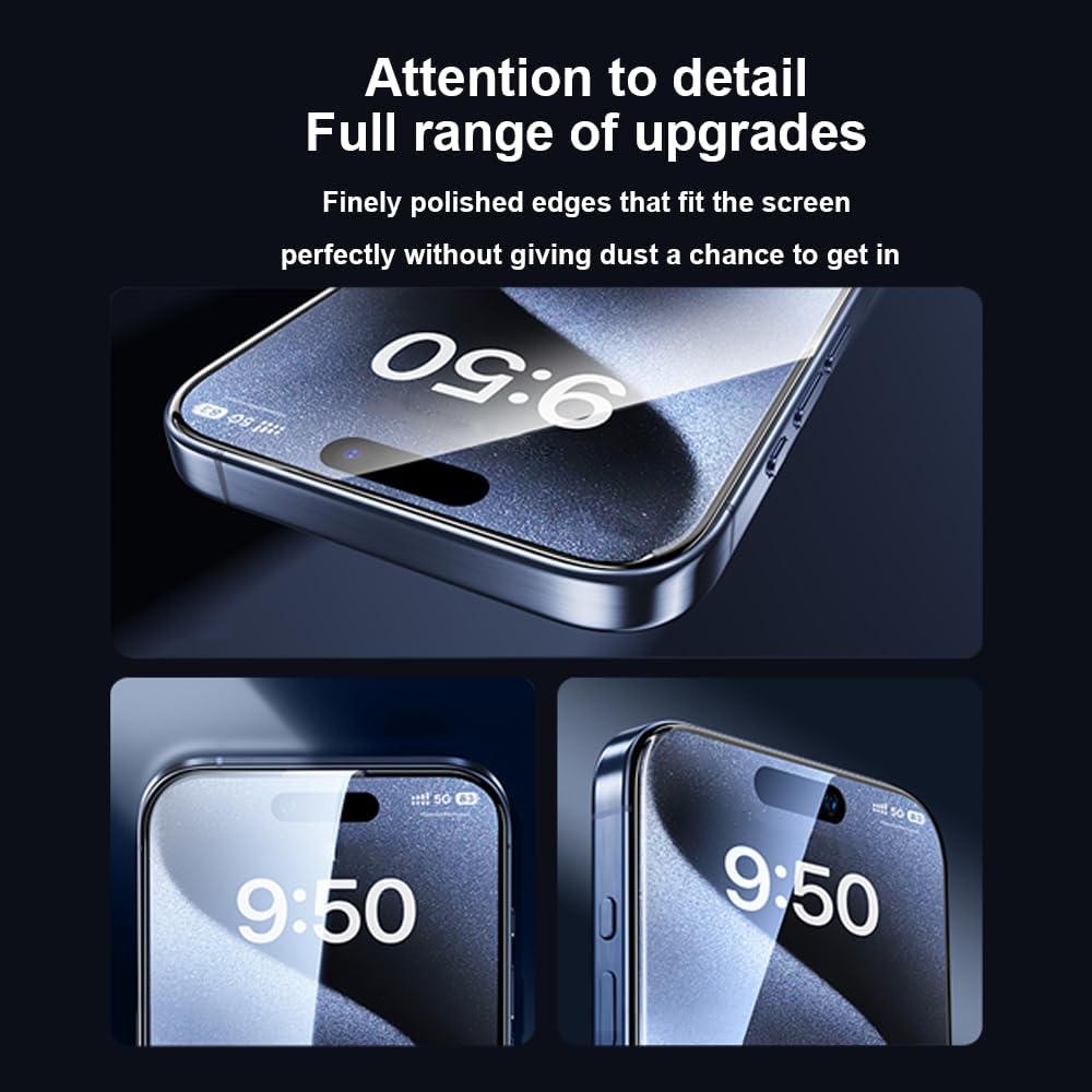 OneFish Screen Protector for Iphone 16 Plus, HD Clarity Tempered Glass Film 9H+ Hardness, with Hassle-Free Installation Frame, Dust-Free Bubble-Free Anti-Fingerprint, 2Pack