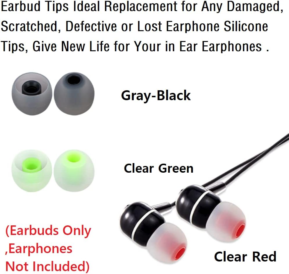 Silicone Earbud Tips Earbuds Replacement Ear Tips Gels Bud for Popular in-Ear Headphones Other Inner Hole from 3.8mm - 5.1mm Earphones 9 Pairs S/M/L