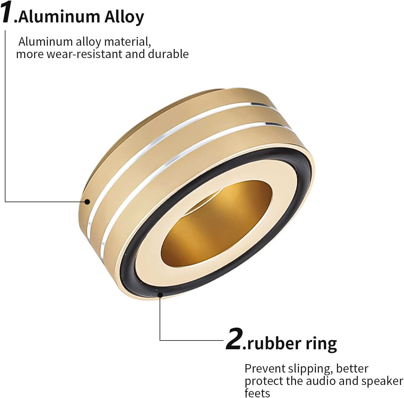 Viborg HiFi Speaker Spikes Isolation Stand Feet Pads 58x22MM, 4X Speaker Floor Protector Shock Absorber with Rubber Ring and Mounting Screws(M4*0.7) for AMP Turntable DAC Recorder