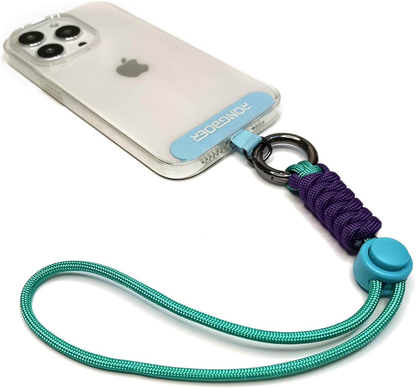 Cell Phone Lanyard Wrist Strap,Key Lanyard for Women,Phone Charms Strap,Short Wrist Lanyard for Keys,Keychain Lanyard (Cyan Purple)