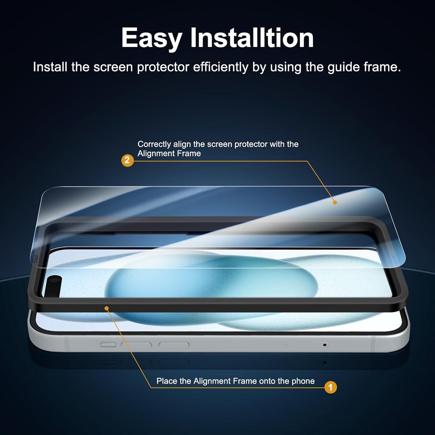 NEW'C 3 Pack Designed for iPhone 16, iPhone 15 Screen Protector (6.1 inches),Enhanced Tempered Glass Protection with easy installation tool included,Ultra Resistant