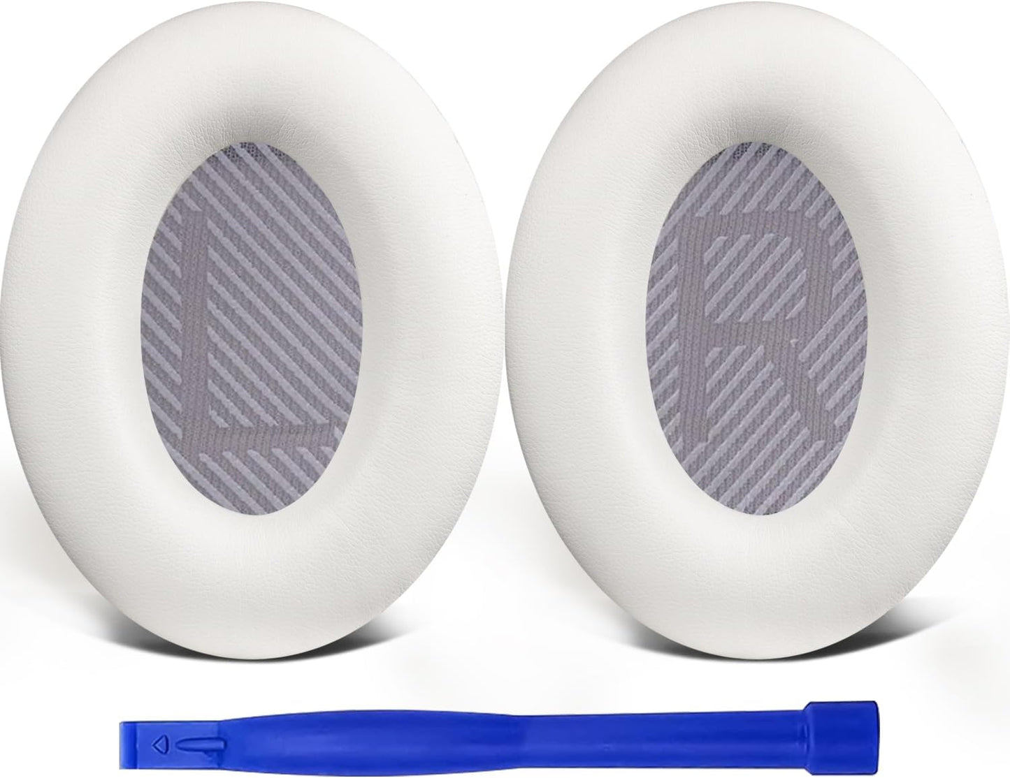 SoloWIT Replacement Earpads Cushions for Bose QuietComfort 35 (QC35) & Quiet Comfort 35 II (QC35 ii) Headphones, Ear Pads with Softer Leather, Noise Isolation Foam, Added Thickness (White)