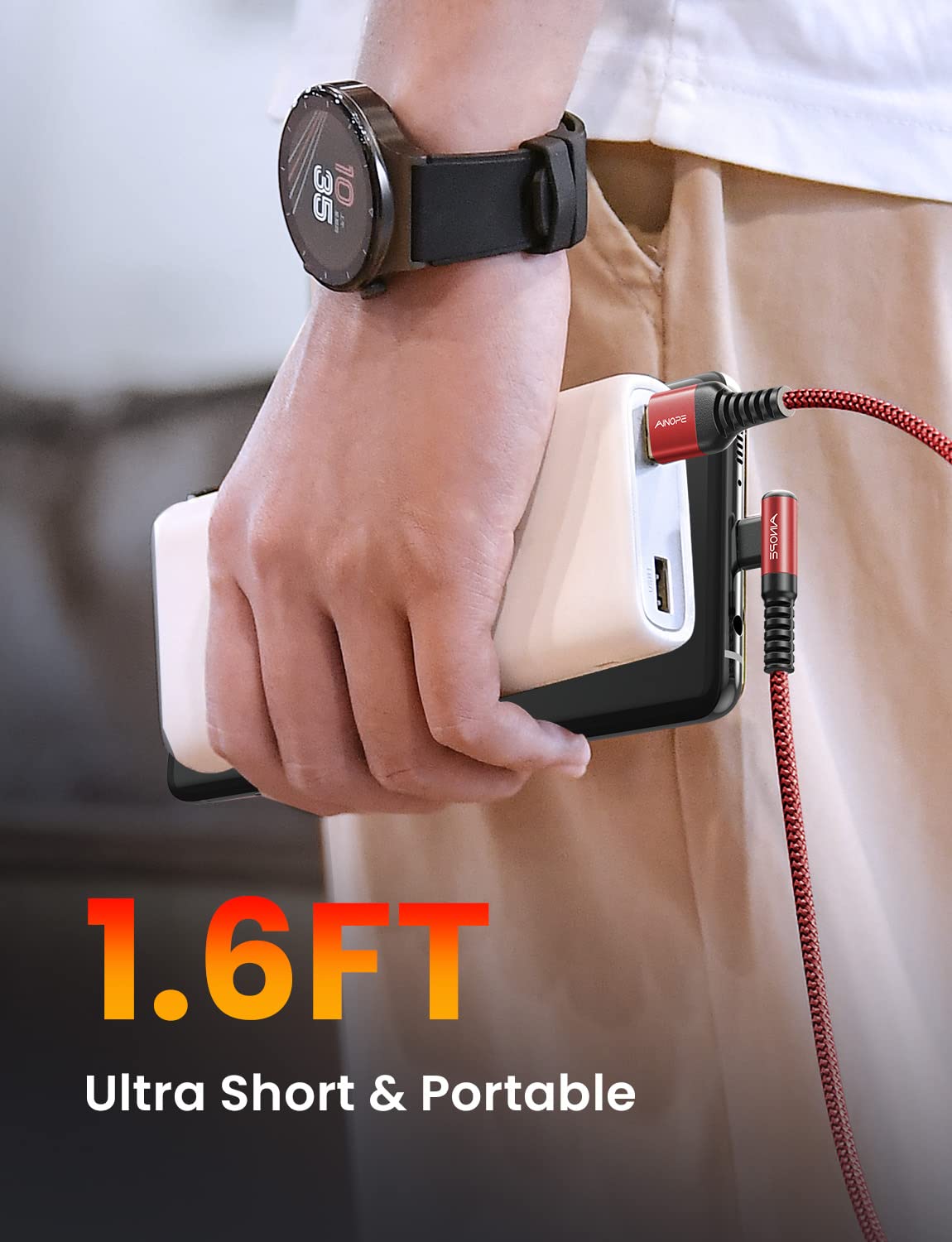 USB C Cable [2 Pack 1.6FT] Fast Charger Type C 3.1A Right Angle Nylon Braided USB Type C Cable Compatible with Galaxy Note 10 9 A51, S22 S21 S10 LG G8 G7 Charging Cord