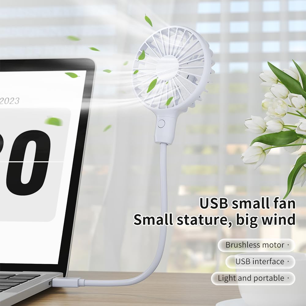 USB Fan, Mini Portable Fan for 360° Rotation, Small Personal Fan for Home Office, Desk Fan Compatible with All USB Outputs such as Laptop/Power Bank/Plug, Pocket Fan for Travel Commute(with switch)