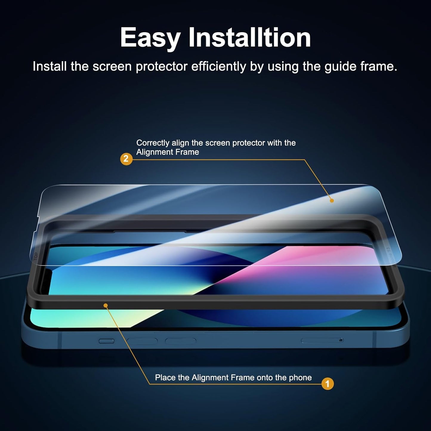 NEW'C 3 Pack Designed for iPhone 14,iPhone 13,iPhone 13 Pro Screen Protector (6.1 inches),Tempered Glass with easy installation tool included,Case Friendly Ultra Resistant