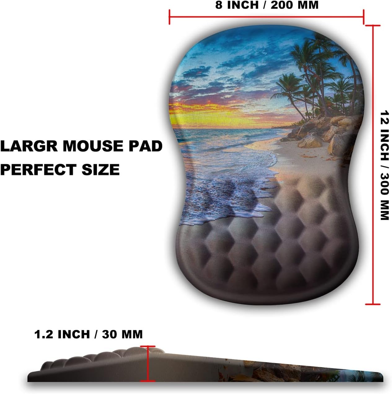 Mouse Pad Wrist Support, Ergonomic Mouse Pad with Massage Dot, Comfortable Computer Mouse Pad for Laptop, Wrist Rest Pain Relief Mousepad with Non-Slip PU Base for Office & Home, 12 x 8 in