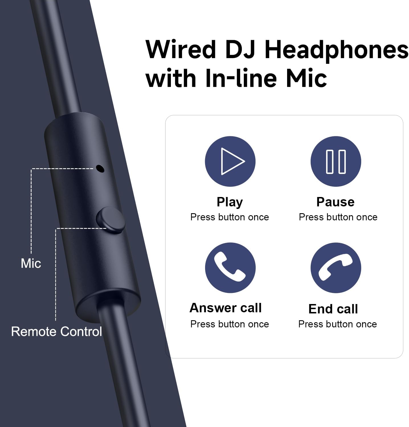 OneOdio Wired Over Ear Headphones Studio Monitor & Mixing DJ Stereo Headsets with 50mm Neodymium Drivers and 1/4 to 3.5mm Jack for AMP Computer Recording Podcast Keyboard Guitar Laptop - Dark Blue