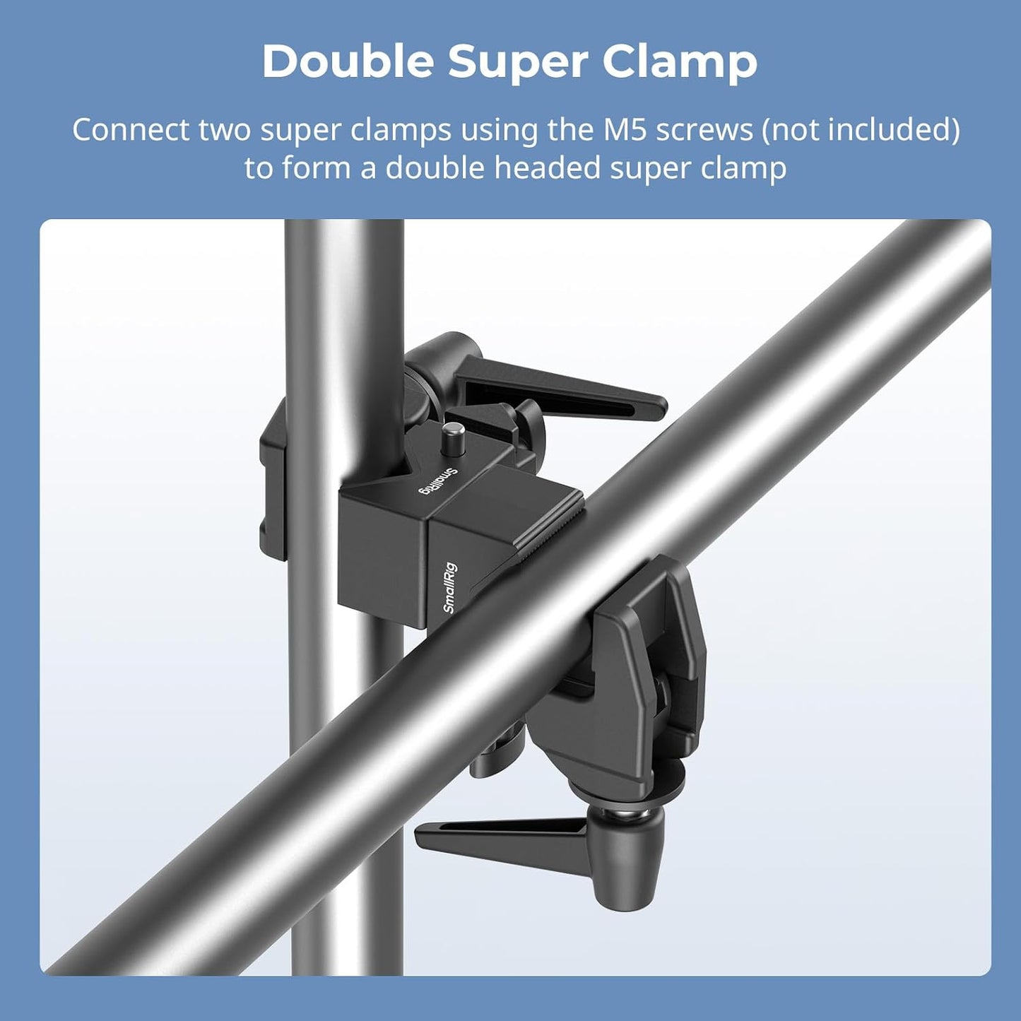 SmallRig Super Clamp Kit 2-Pack, Heavy Duty Max Load 33lb /15kg, with a 1/4"-20 & a 3/8"-16 Top Screw on a 5/8" Stud, for Photography Studio Video Camera Lighting, for Round Pipe and Flat Surface 5318